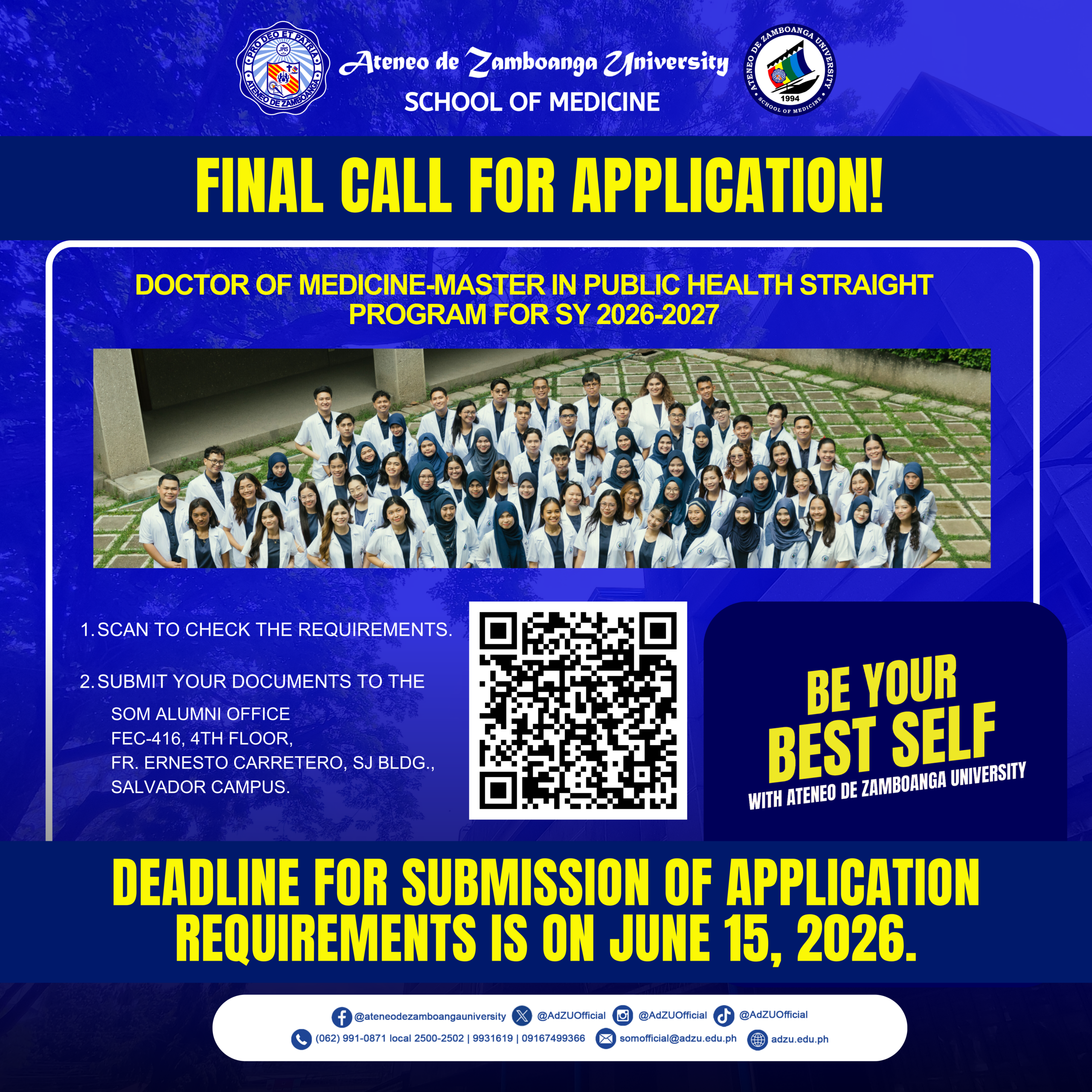 AdZU SOM | Final Call for Applications for the Doctor of Medicine-Master in Public Health (MD-MPH) Straight Program